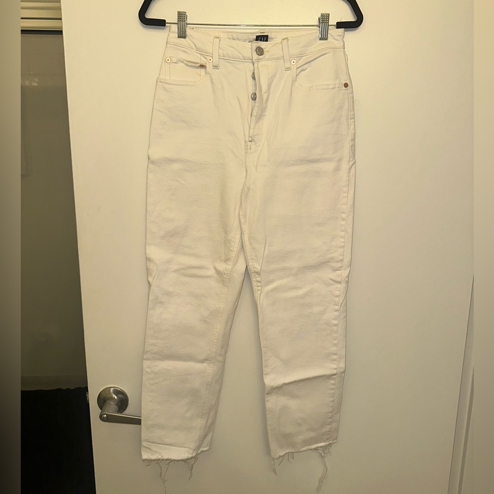 GAP high waisted cropped ankle WHITE denim